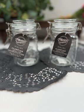 Americana Mason Clamp Lid Glass Jars Set of 2 12oz Airtight Storage Canisters NW